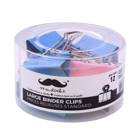 Assorted Color Binder Clips, 1" (25mm), 48 pcs/Box - Moustache®