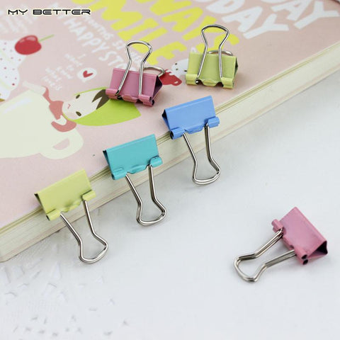 15pcs Colorful Metal Binder Clips Paper Clip 15mm Office Learning Supplies Color Random